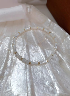 新国潮白贝母竹节串珠手链女轻奢小众精致手串网红叠戴百搭手饰品