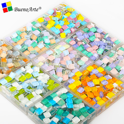 200克1厘米颗粒彩色水晶玻璃马赛克拼贴画创意美工区手工diy材料 - 图0