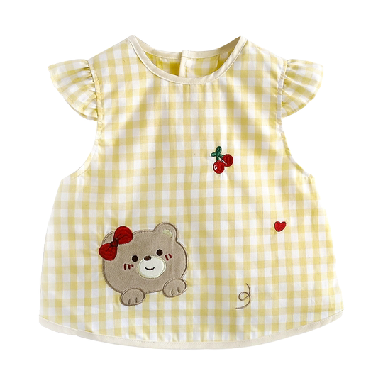 Girls' pure cotton waterproof rice coats, infants and young children's eating sleeveless protective aprons, children's food supplement bibs, fashionable and thin styles