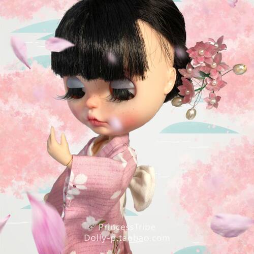【和服祭】blythe小布浴衣粉樱花粉6分丽佳licca芭bi/ob24裙子azs - 图0