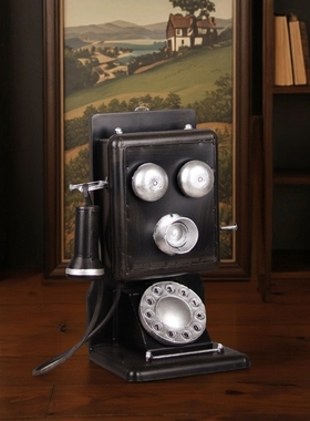 手摇转盘电话机摆件民国电影道具