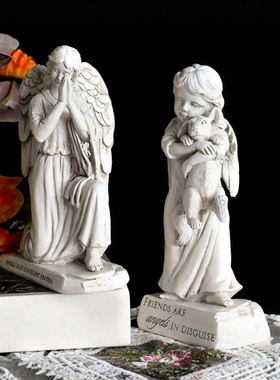 欧式祈祷女孩带翅膀天使装饰摆件