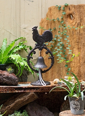 复古铁艺公鸡手摇铃铛门铃手按铃