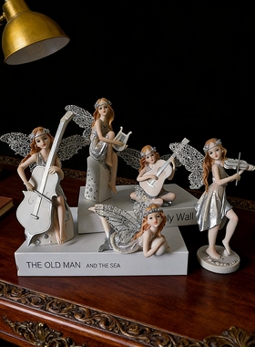 吉它音乐天使女孩客厅装饰摆件