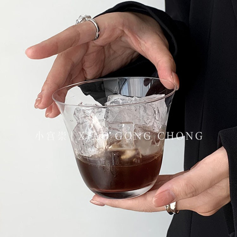 ins风阔口冰美式拿铁咖啡杯简约茶杯鸡尾酒杯透明玻璃杯冷饮杯子 - 图2