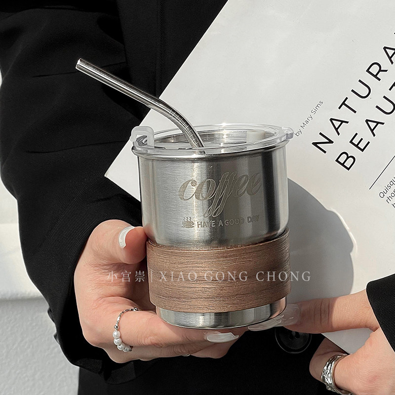 小众设计高颜值304不锈钢咖啡杯浓缩冰美式拿铁杯牛奶杯饮料杯子 - 图0