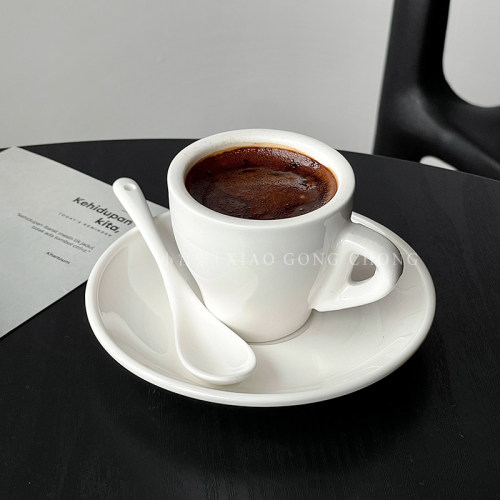 白色意式浓缩杯espresso小杯简约欧式咖啡杯子陶瓷杯杯碟套装80ml - 图0