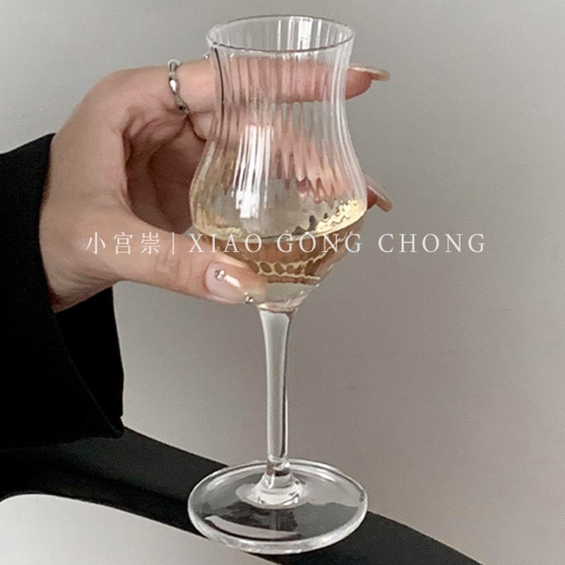 新中式ins风竖纹收腰酒杯玻璃杯闻香杯品鉴酒杯香槟杯冷萃茶杯子,淘宝优惠券,粉丝福利购,淘宝优惠卷
