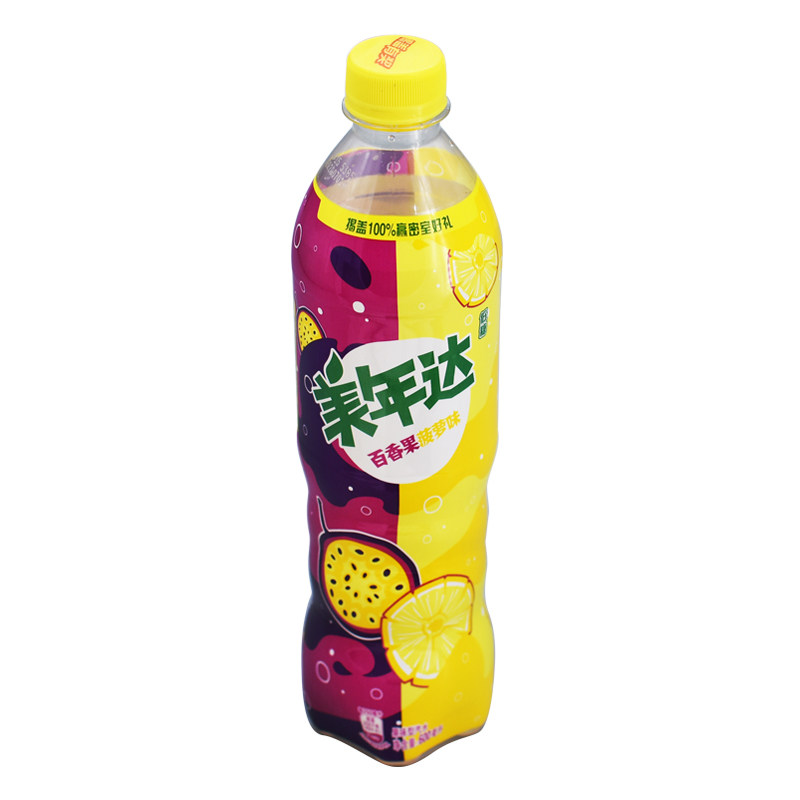 美年达百香果菠萝味600ml/瓶汽水柠檬果味清爽饮料_虎窝淘