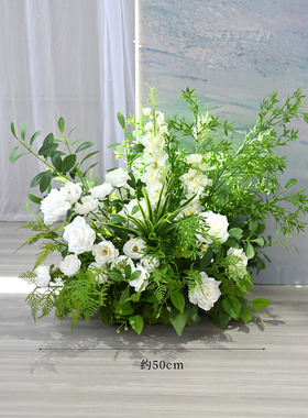 宝宝周岁生日森系仿真花艺布置