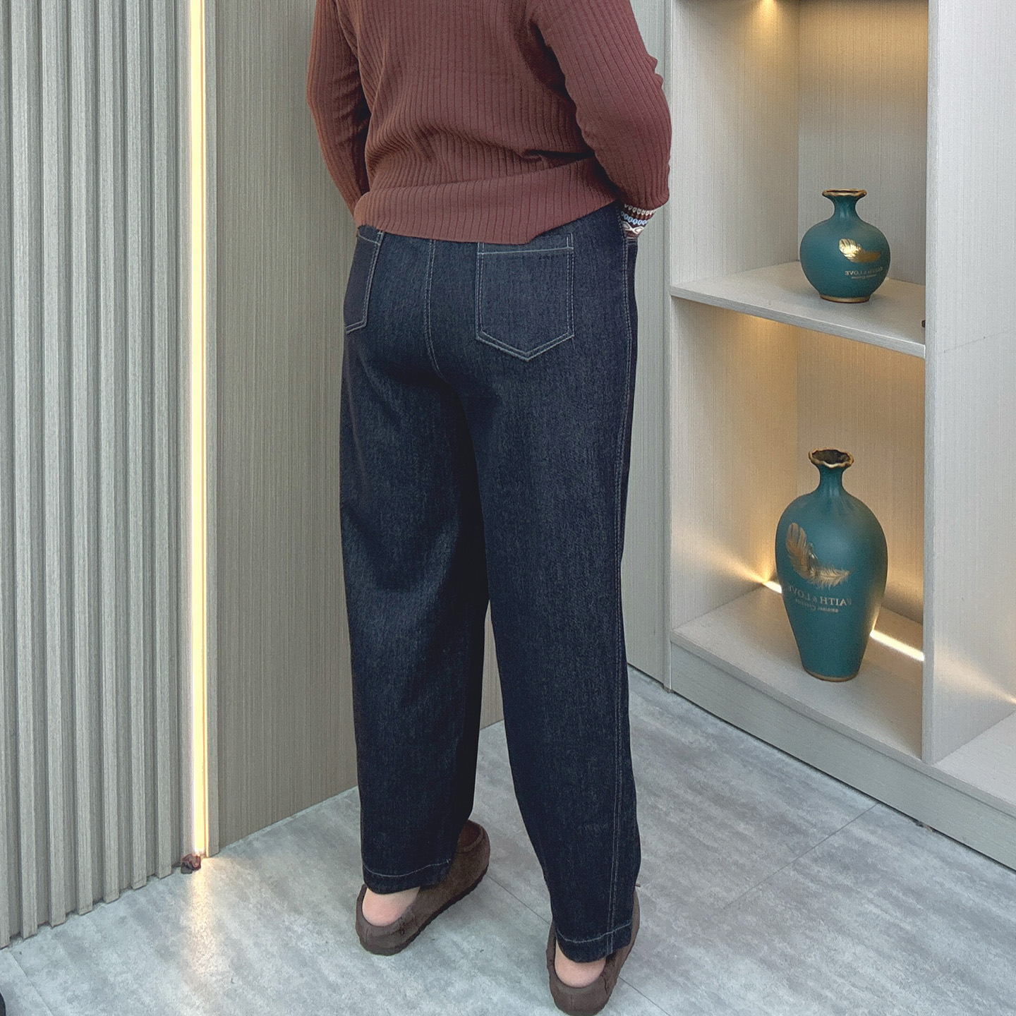 弯刀阔腿牛仔裤女2025秋季新款大码胖mm梨型身材遮肉显瘦哈伦裤子 - 图3