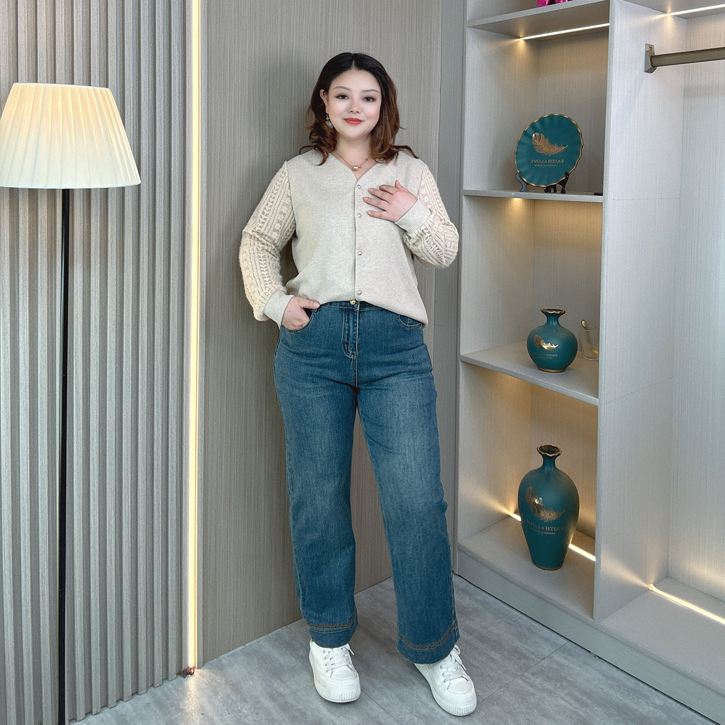 春秋新款胖mm高腰百搭显瘦复古大码直筒牛仔裤小众九分烟管裤子女 - 图0