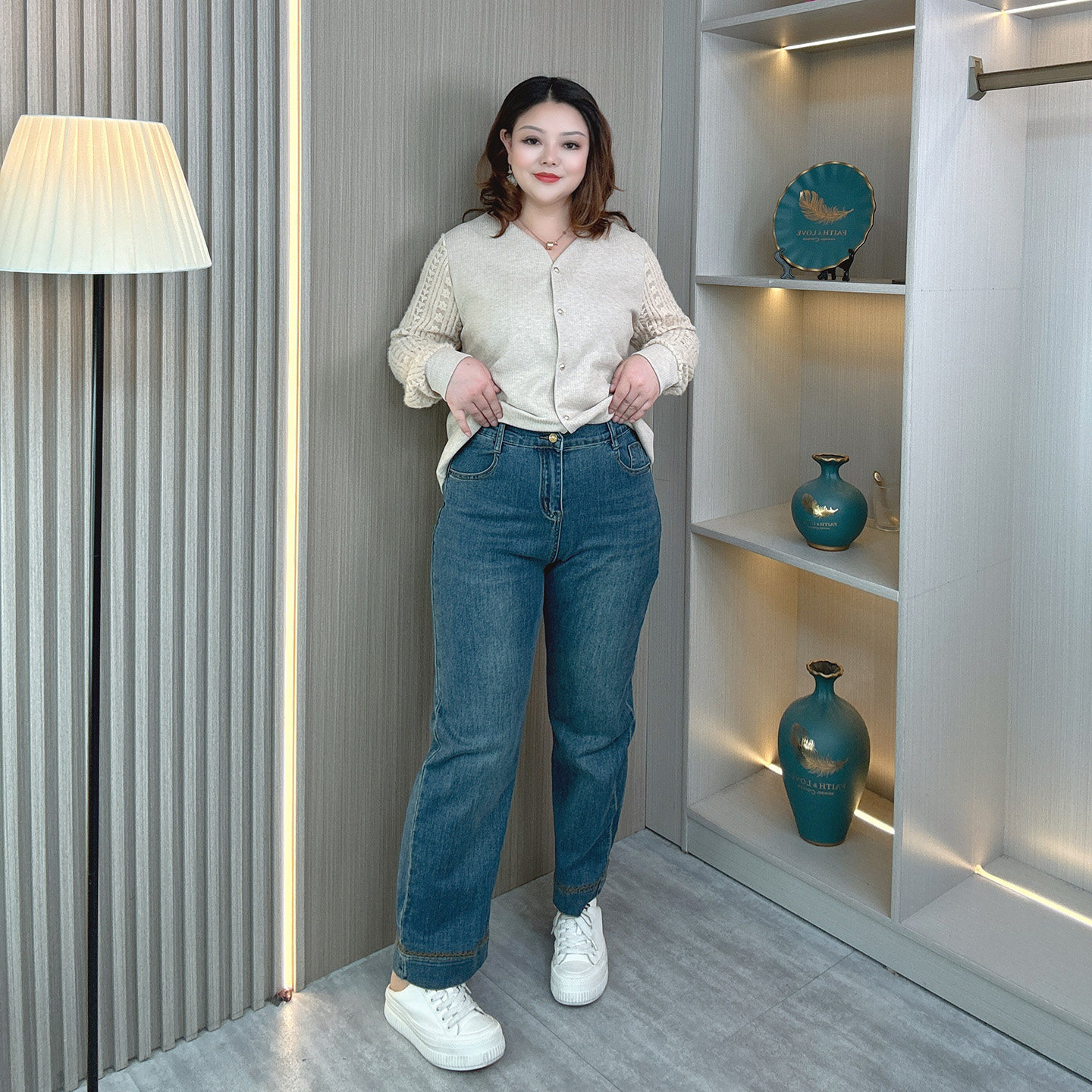 春秋新款胖mm高腰百搭显瘦复古大码直筒牛仔裤小众九分烟管裤子女 - 图2