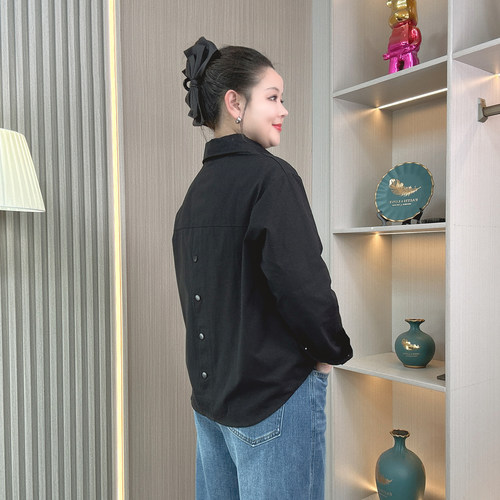 宽松衬衫外套女春秋装2026新款大码胖mm显瘦衬衣时尚洋气开衫上衣 - 图3