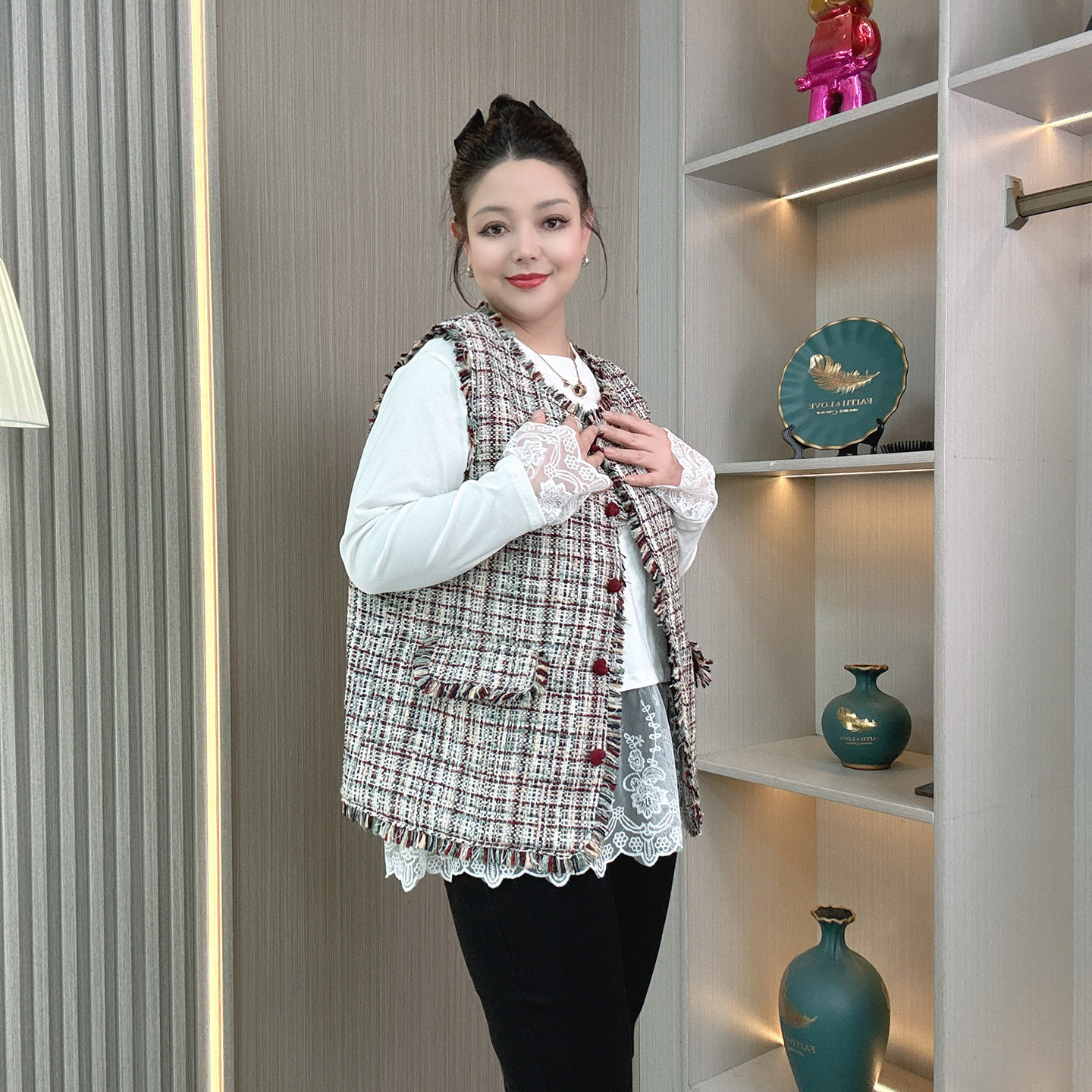 大码女装胖mm2026春季新款复古小香风流苏毛边粗花呢宽松圆领马甲,淘宝优惠券,粉丝福利购,淘宝优惠卷