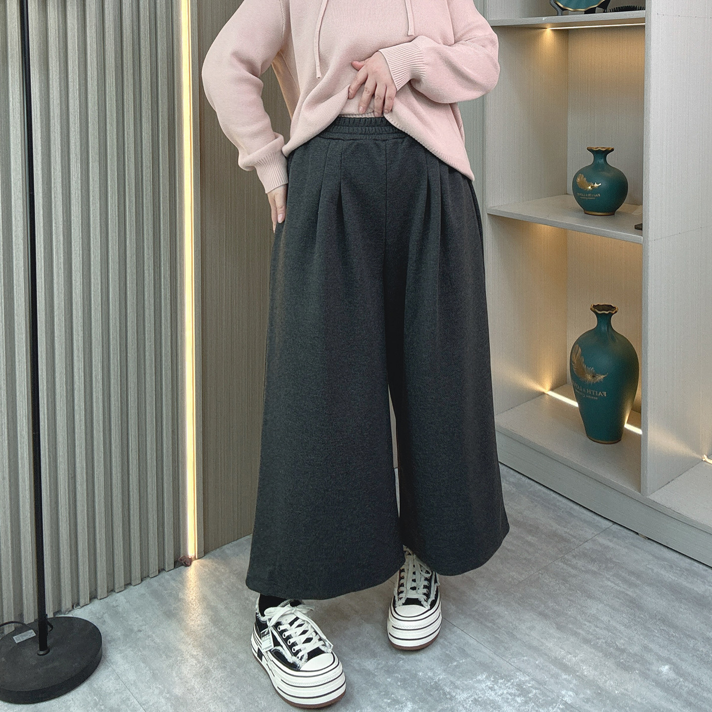 大码女装冬季加绒保暖毛呢裤胖mm高级感宽松显瘦小个子九分阔腿裤,淘宝优惠券,粉丝福利购,淘宝优惠卷