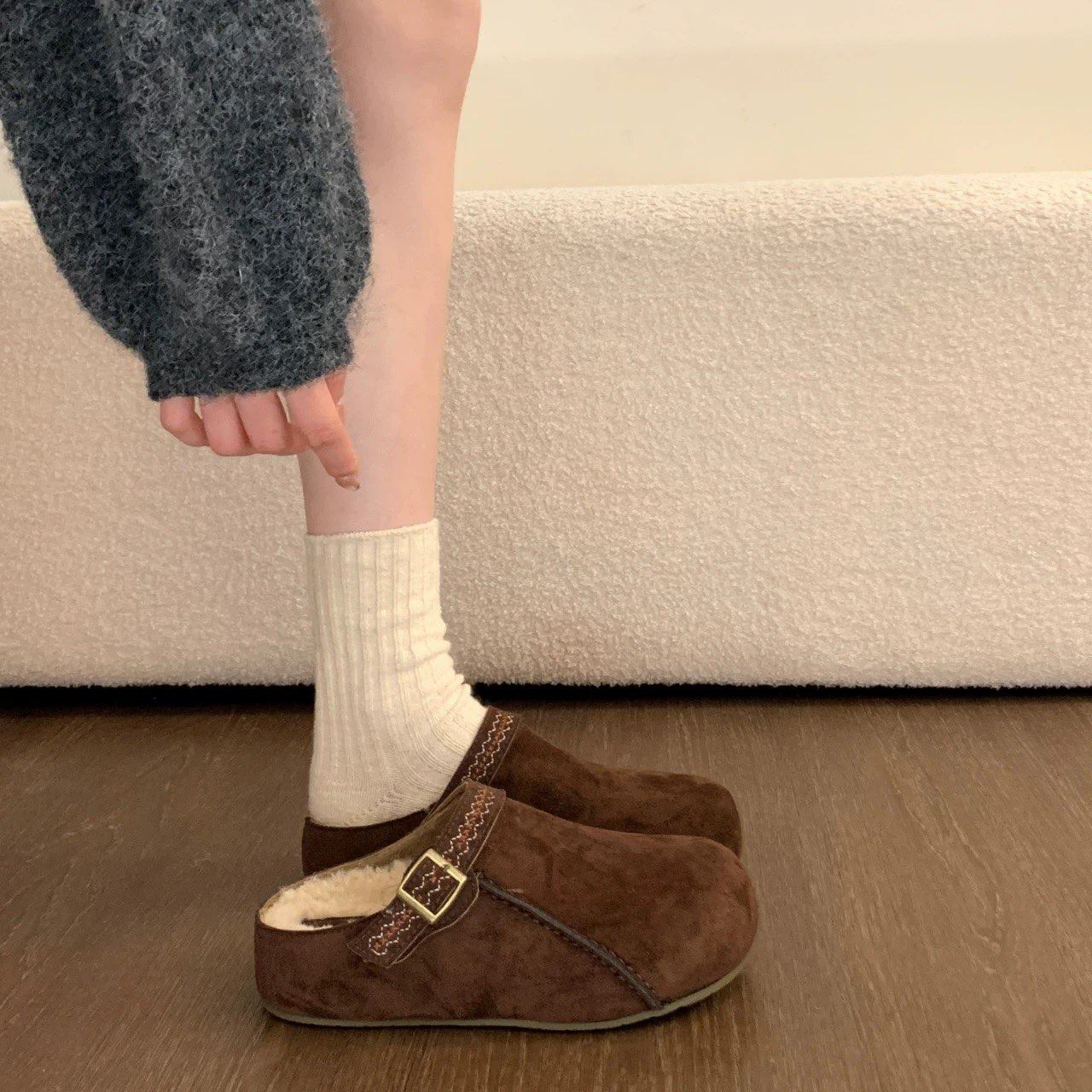 真皮！内增高厚底包头拖鞋新款一脚蹬懒人鞋勃肯鞋毛毛鞋5D934,淘宝优惠券,粉丝福利购,淘宝优惠卷