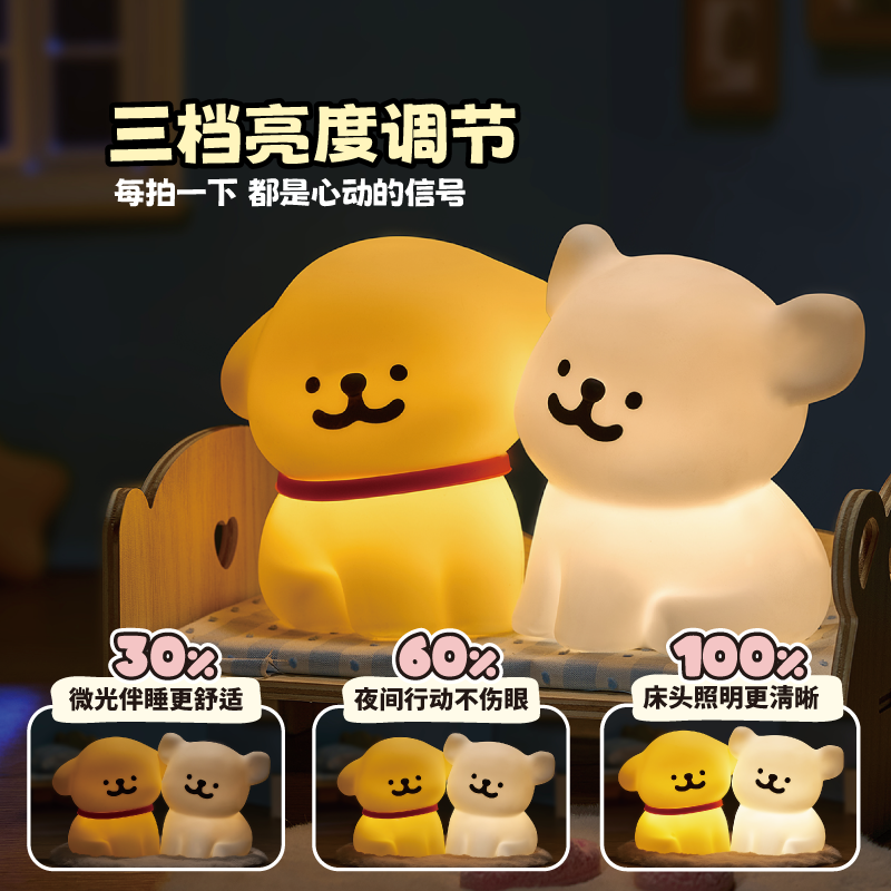 言仓线条小狗联名贴贴小夜灯礼盒卧室睡眠灯送闺蜜送朋友生日礼物,淘宝优惠券,粉丝福利购,淘宝优惠卷