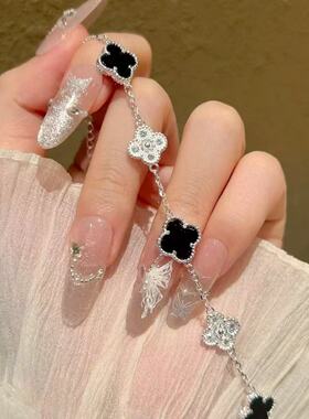 Vintage古著 【Silver four-leaf 】满钻四叶草高级感轻奢风手链