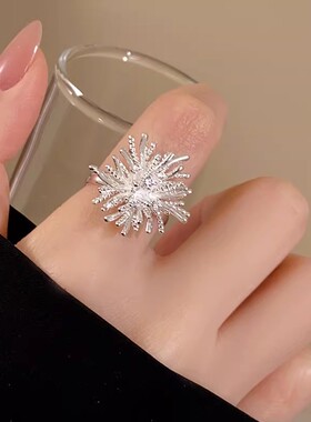 韩系烟花戒指女款2026新款高级感小众设计精致食指可调节个性指环