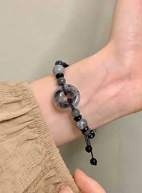 小众情侣松烟入墨黑色手链新中式