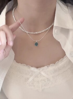 海蓝宝项链女小众设计感高级轻奢气质百搭锁骨链2026新款爆款颈链