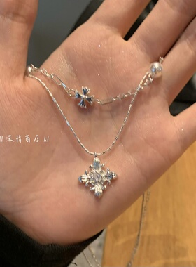双层四叶草珍珠银锁骨链百搭