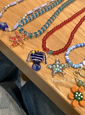 彩色2025新款爆款颈链海星琉璃串珠项链女款海边民族风小众锁骨链