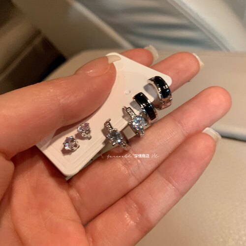 6件套~小众设计感高级感双耳洞耳饰爆款网红2024耳环年新款潮耳钉 - 图1