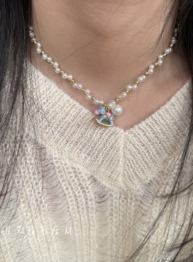 甜美少女摇摇马珍珠锁骨链