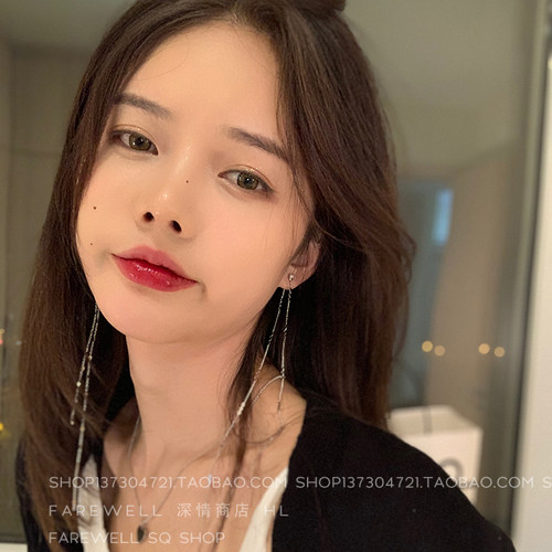 敲美！冷淡风耳饰高级感耳坠女气质长款流苏耳环个性设计感不对称 - 图2
