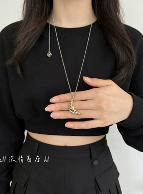 街头潮酷抽拉长款毛衣链女