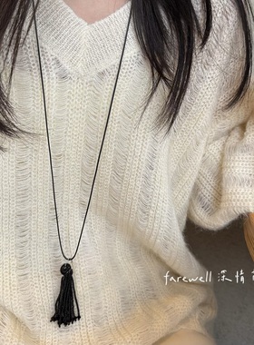 暗黑复古长款流苏毛衣链女秋冬