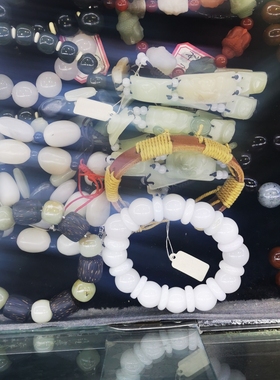 各种和田玉男式手串 白玉青玉碧玉糖玉珠子随形原创都有 视频选货