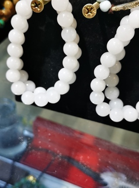 天然新疆昆仑玉手串羊脂玉手链男女款白玉圆珠单圈圆珠手串手链