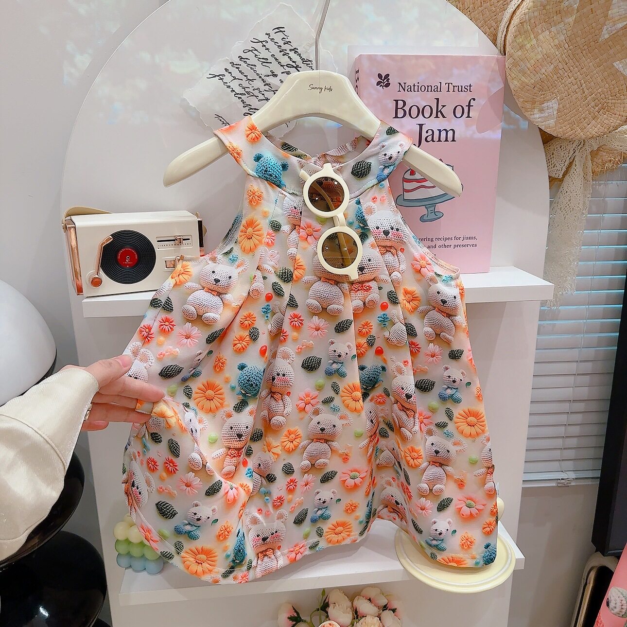 儿童时尚3D满印背心连衣裙夏新款小女孩公主裙女童洋气挂脖吊带裙,淘宝优惠券,粉丝福利购,淘宝优惠卷