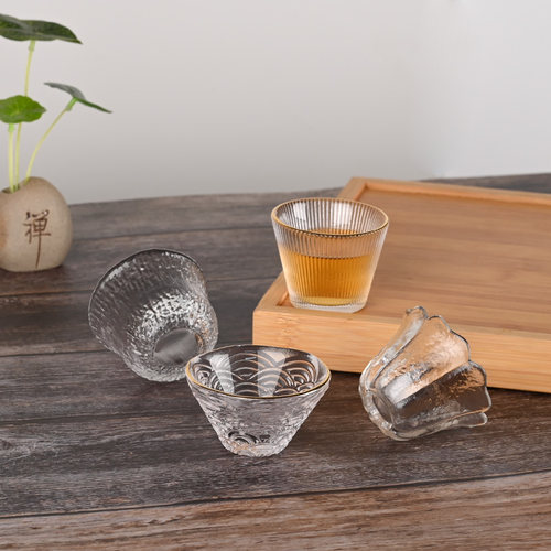 玻璃品茗杯日式玻璃杯个人小茶杯主人杯家用透明斗笠茶碗功夫杯子 - 图0