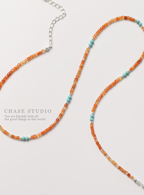 天然绿松石串珠项链追逐手作玛瑙