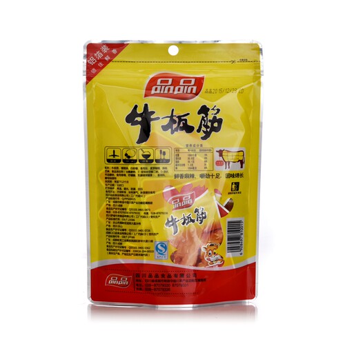 品品牛板筋薄片108g*3袋四川特产小包装烧烤牛板筋麻辣牛肉干牛筋-图1