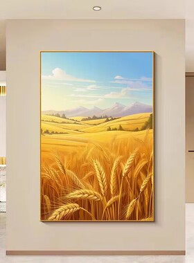 穗穗平安金色麦穗客厅装饰画五谷丰登招财风水画丰收图玄关墙挂画