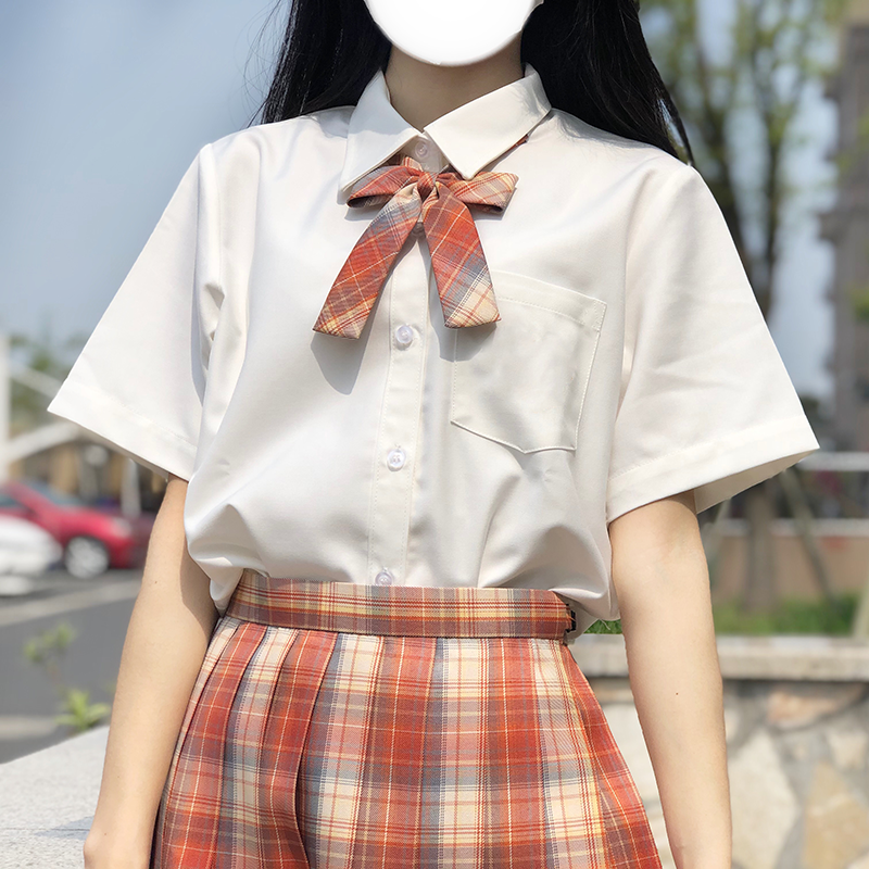 妙氏原创JK制服店正统JK刺绣衬衫奶白色制服衬衣长袖短袖女学生米白 学院风校供3