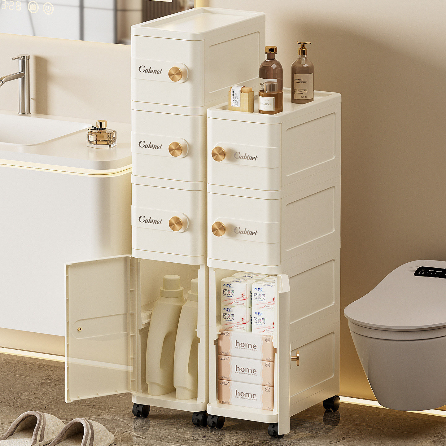 加高层卫生间厨房夹缝收纳置物架轻奢家用多层调料柜子窄缝储物柜,淘宝优惠券,粉丝福利购,淘宝优惠卷