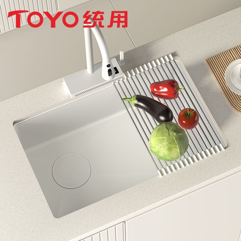 TOYO统用手工304不锈钢水槽台下厨房大单槽洗菜盆家用加厚洗碗池 - 图0