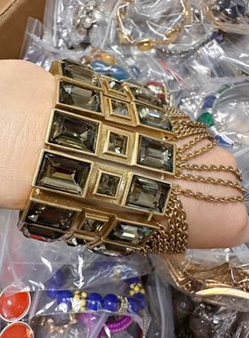 欧美外贸库存尾货孤品处理不退换品牌牌子货夸张流苏宝石手镯手链