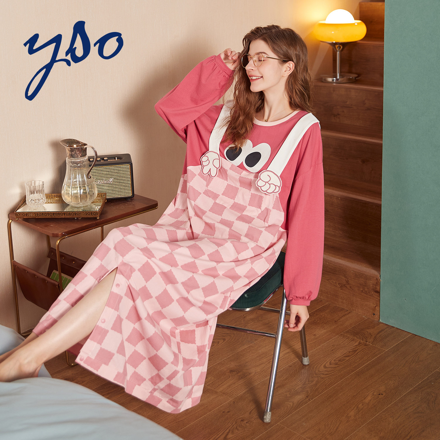 yso大眼仔纯棉连体春秋款可爱睡衣 yso睡衣/家居服套装