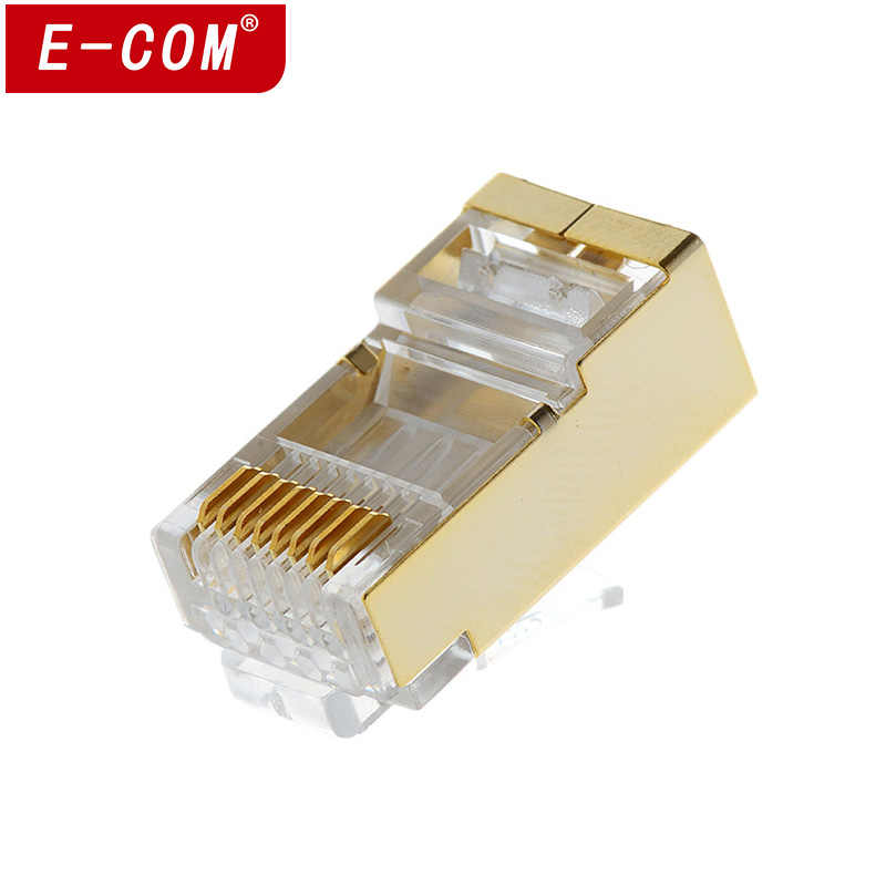 E-COM六类CAT6金壳屏蔽水晶头 cat6千兆网络 RJ45网线接头30个/包 - 图0