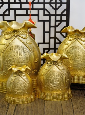 黄铜存钱罐福袋摆件钱袋子纯铜全黄铜家居客厅装饰品储蓄罐聚宝盆