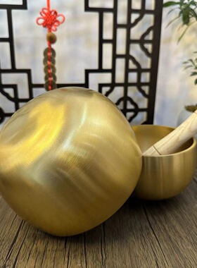 加厚铜磬铜庆静心钵盂佛音碗庆引罄修行钵纯铜法器中式光身铜庆钵