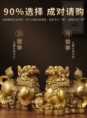 雌雄皮尤家居客厅貔貅摆件