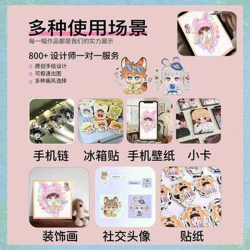 Q版人物手绘头像定制明星周边卡通人物画像QQ人物料动漫形象代画 - 图2